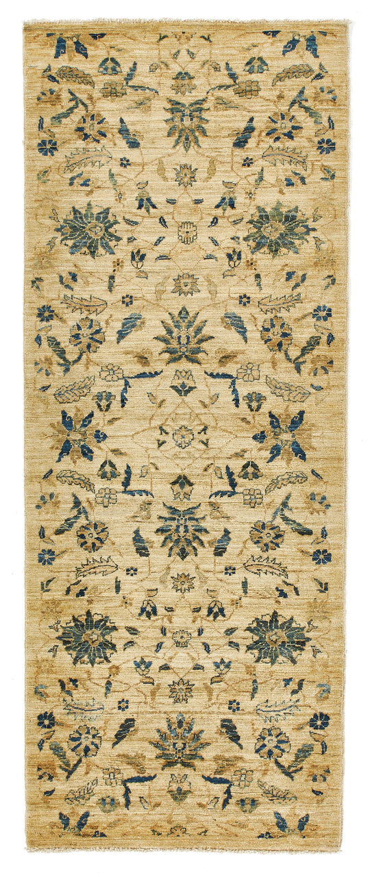 3x7 Ivory and Light Blue Traditional Runner