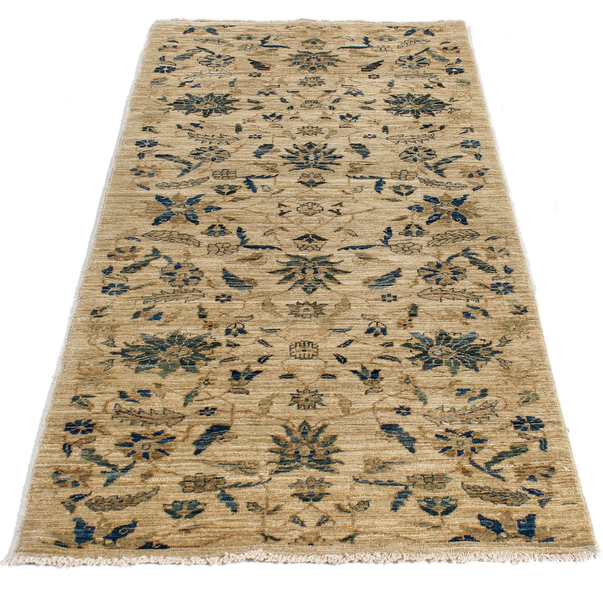 3x7 Ivory and Light Blue Traditional Runner