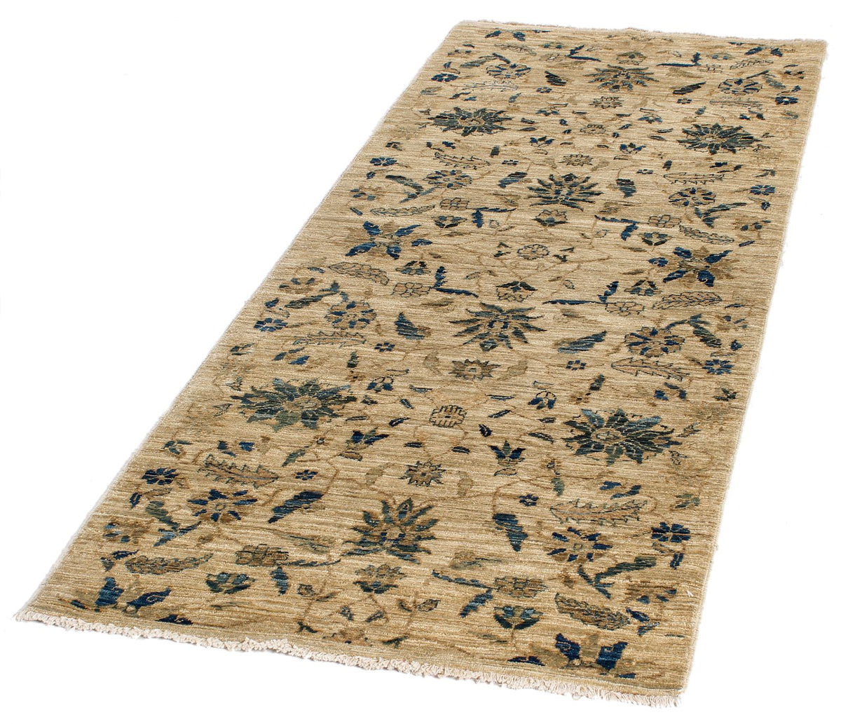 3x7 Ivory and Light Blue Traditional Runner