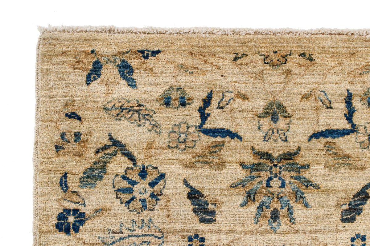 3x7 Ivory and Light Blue Traditional Runner