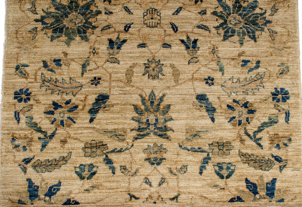 3x7 Ivory and Light Blue Traditional Runner