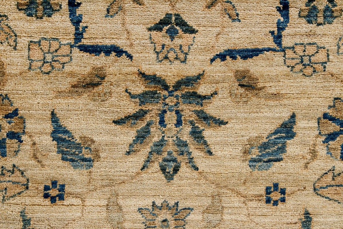 3x7 Ivory and Light Blue Traditional Runner