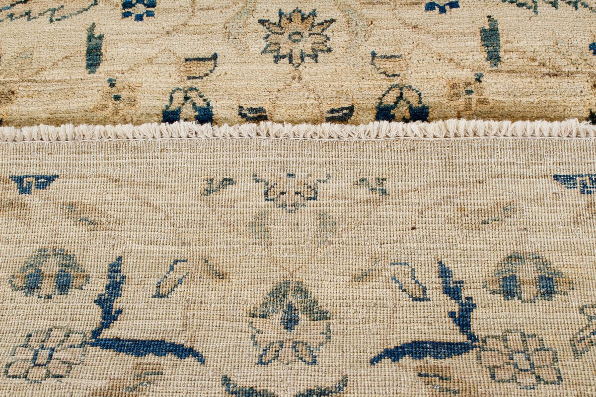 3x7 Ivory and Light Blue Traditional Runner