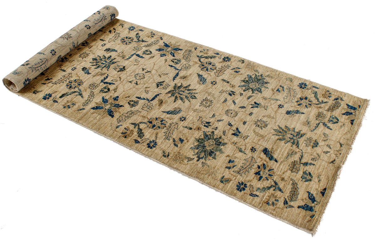 3x7 Ivory and Light Blue Traditional Runner