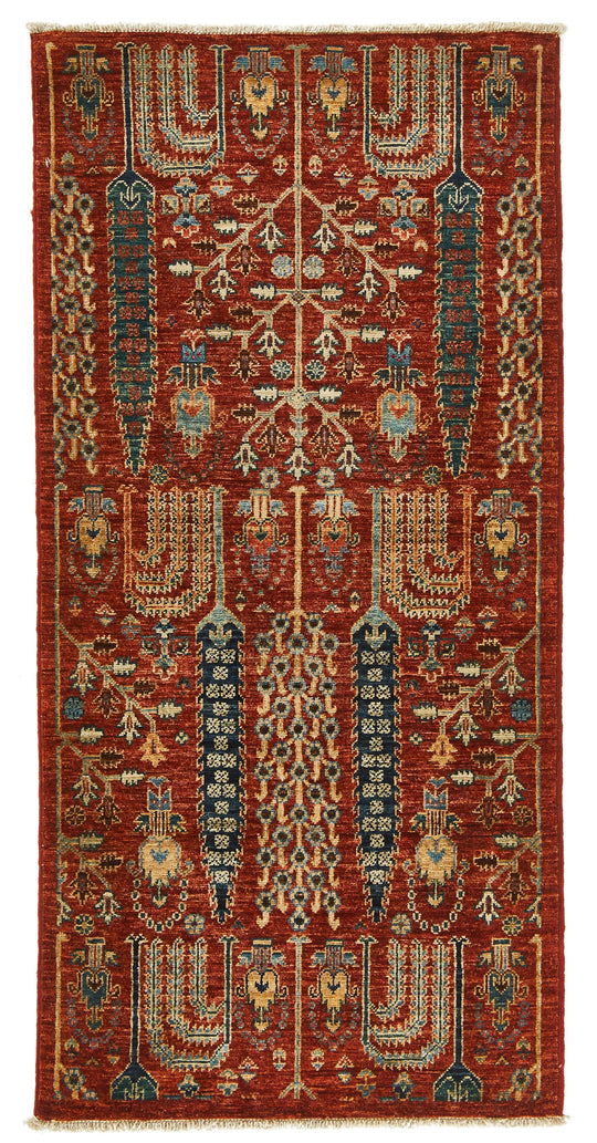 2x5 Red and Multicolor Traditional Runner