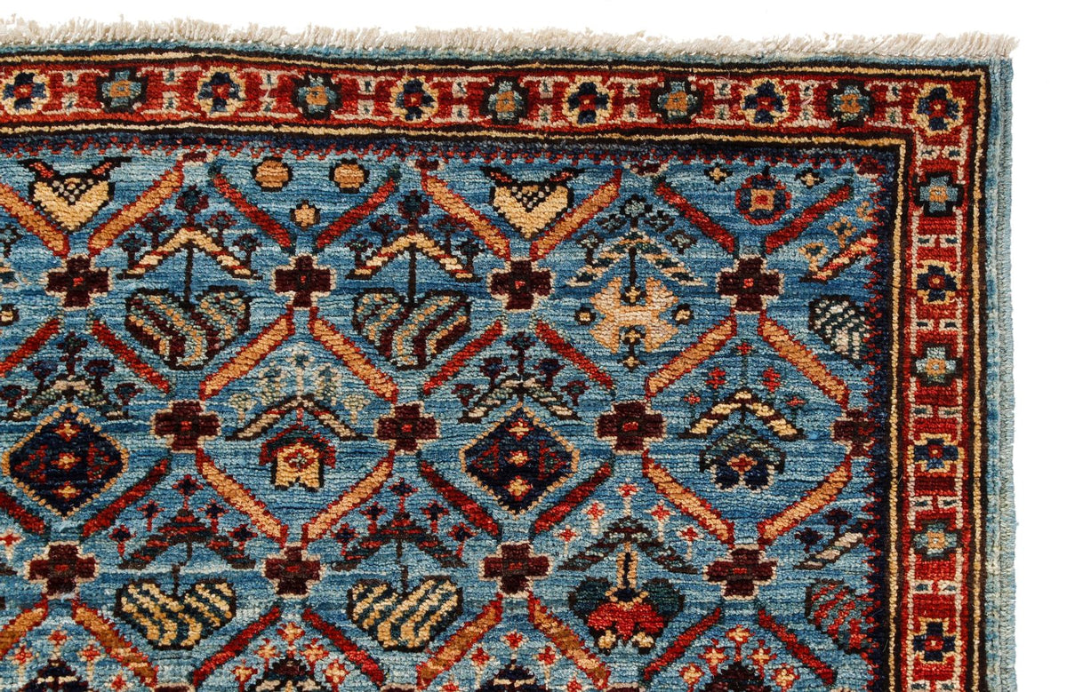 2x5 Light Blue and Light Rust Traditional Runner