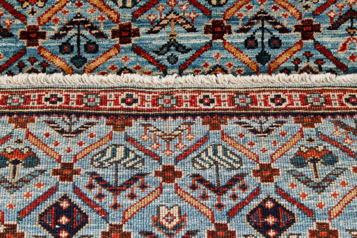 2x5 Light Blue and Light Rust Traditional Runner