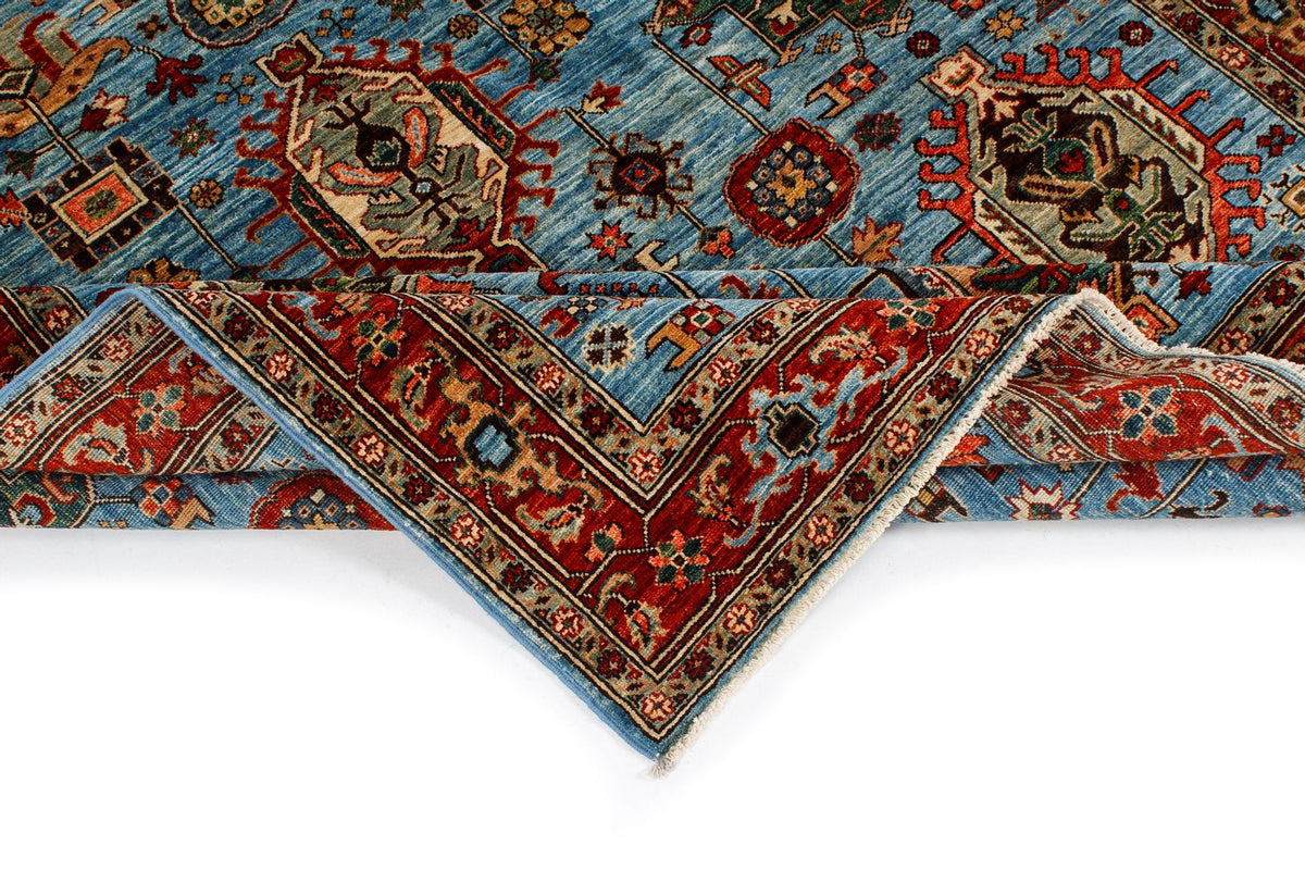 5x8 Light Blue and Light Rust Traditional Rug