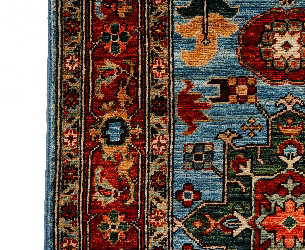 5x8 Light Blue and Light Rust Traditional Rug