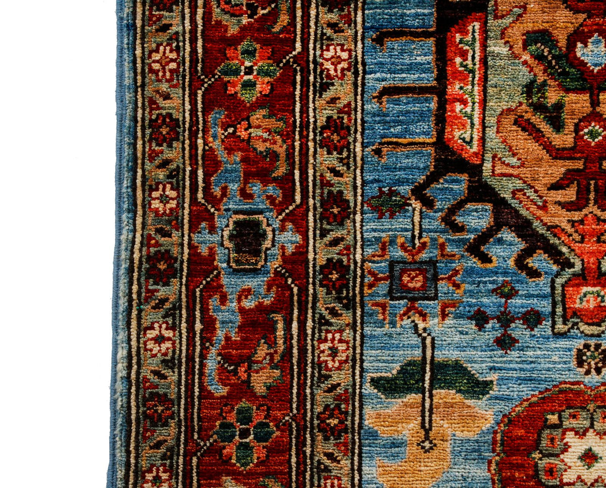 5x8 Light Blue and Light Rust Traditional Rug
