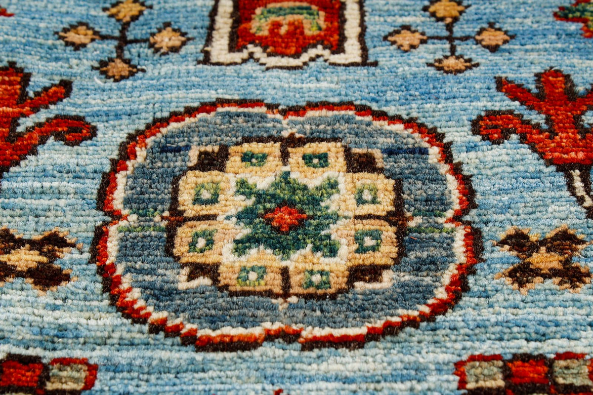 5x8 Light Blue and Light Rust Traditional Rug