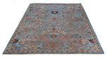 5x8 Light Blue and Multicolor Traditional Rug