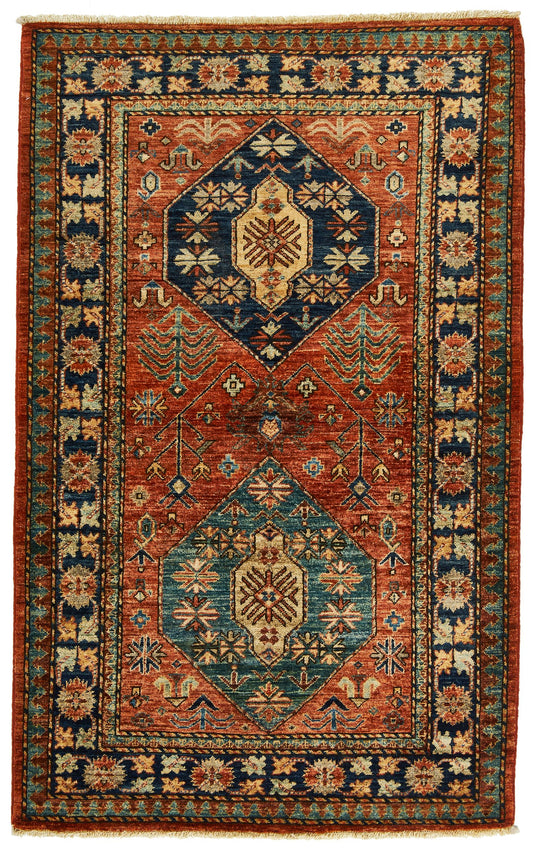 3x5 Red and Navy Traditional Rug
