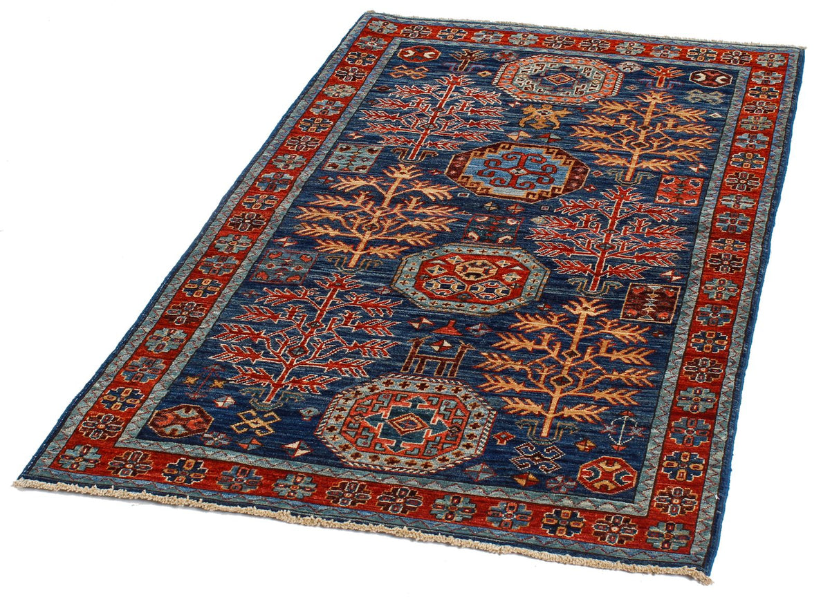 3x5 Navy and Red Traditional Rug