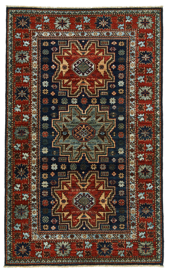3x5 Navy and Red Traditional Rug