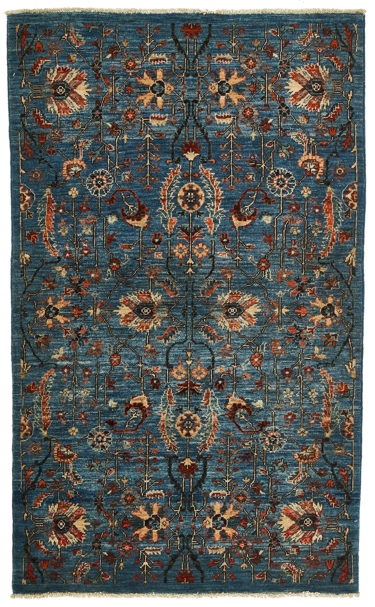 3x5 Light Blue and Multicolor Traditional Rug