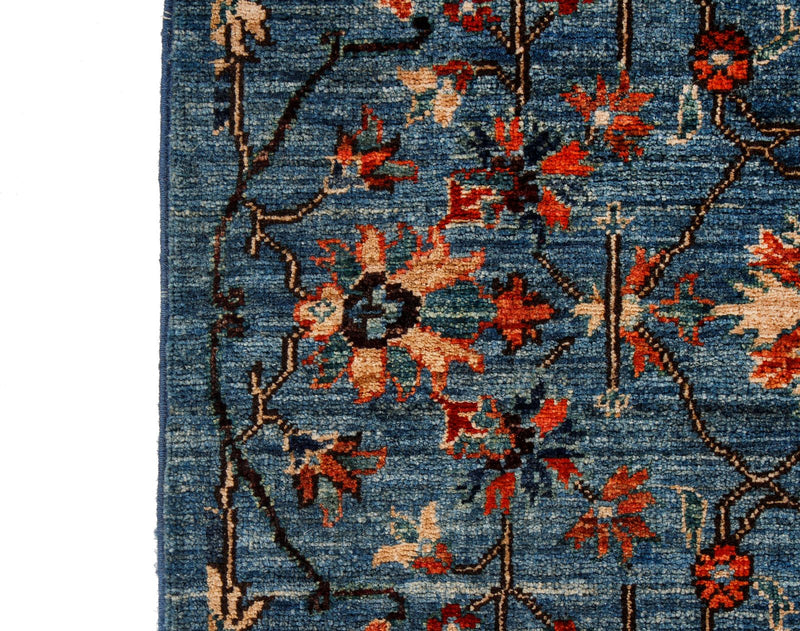 3x5 Light Blue and Multicolor Traditional Rug