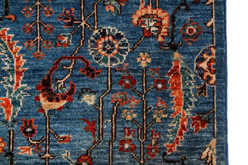 3x5 Light Blue and Multicolor Traditional Rug