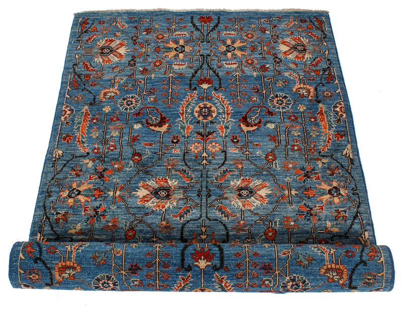 3x5 Light Blue and Multicolor Traditional Rug