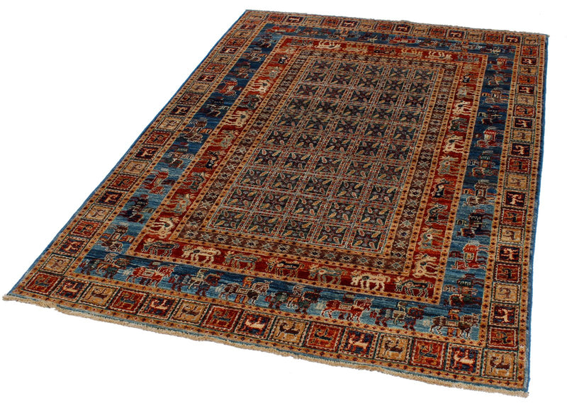 4x6 Green and Blue Traditional Rug