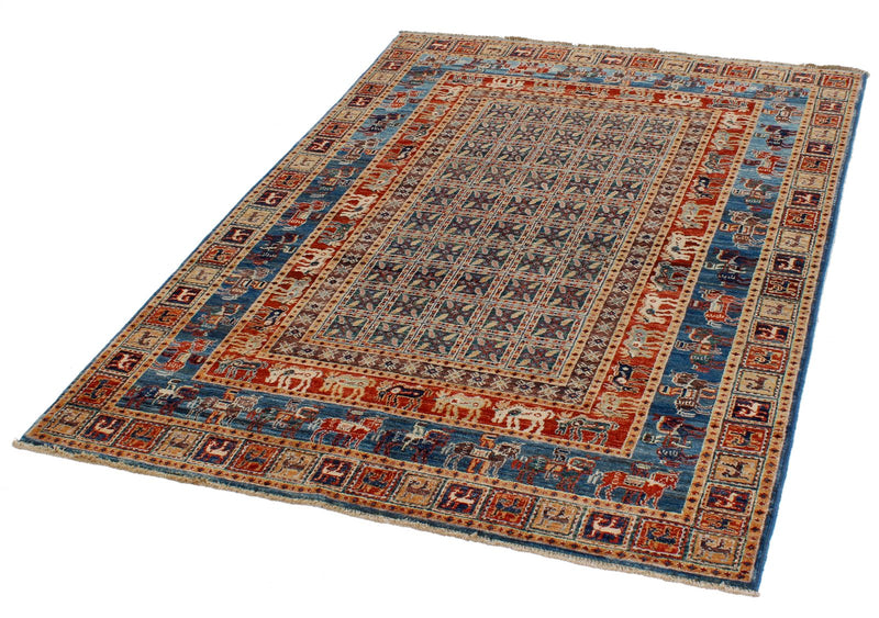 4x6 Green and Blue Traditional Rug