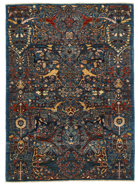 4x6 Blue and Multicolor Anatolian Traditional Rug
