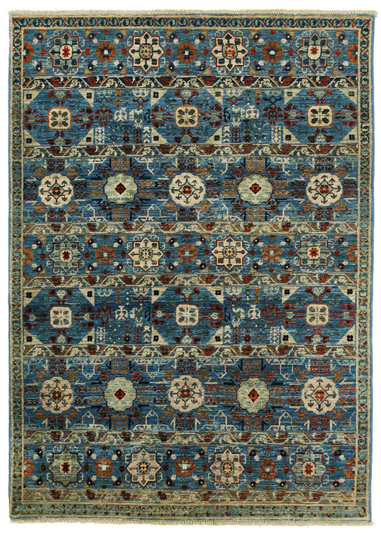 4x6 Blue and Multicolor Anatolian Traditional Rug