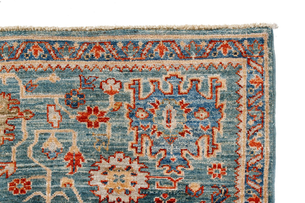 4x6 Green and Light Blue Anatolian Traditional Rug