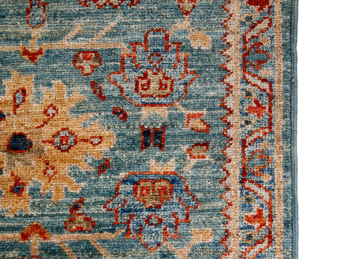 4x6 Green and Light Blue Anatolian Traditional Rug