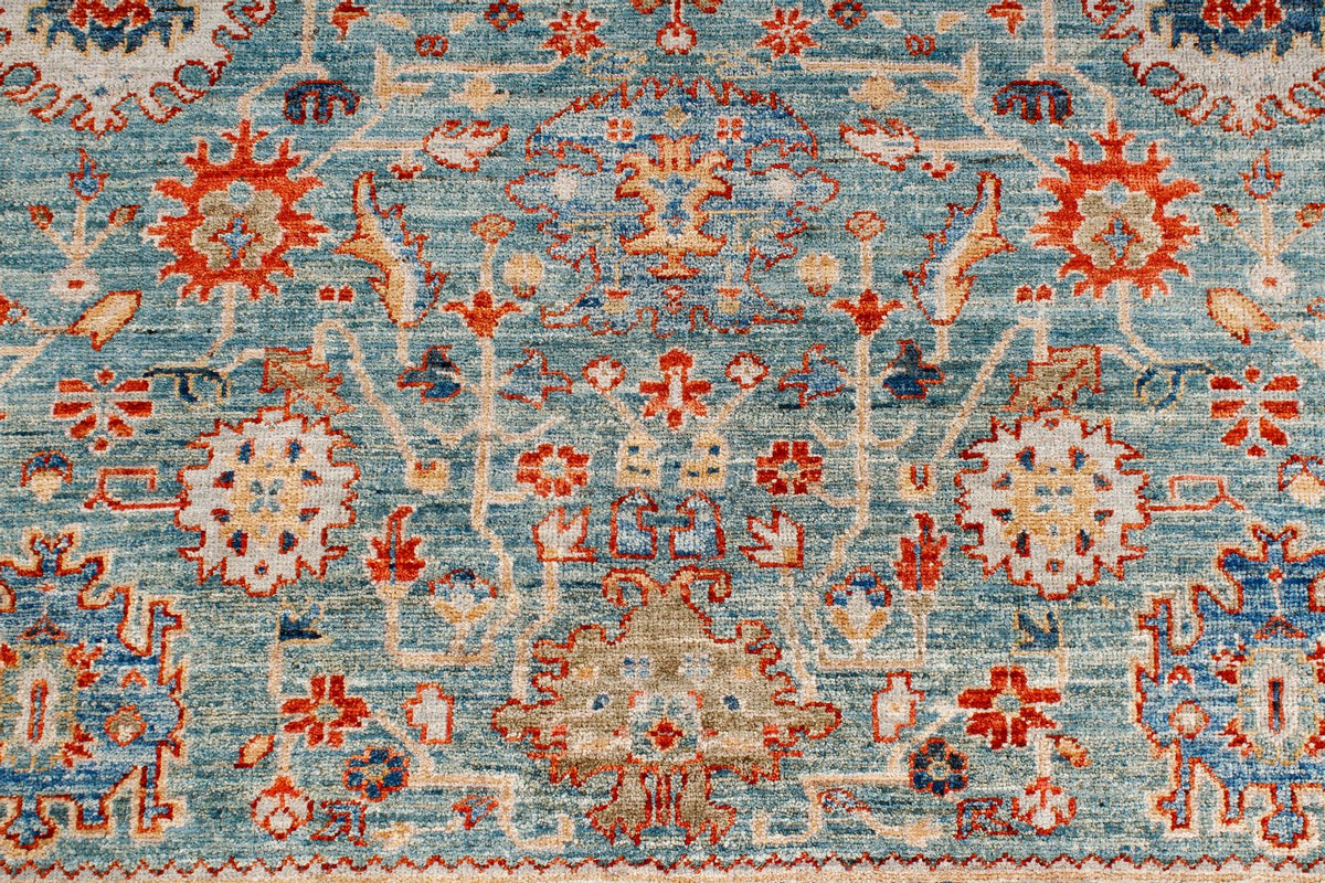 4x6 Green and Light Blue Anatolian Traditional Rug