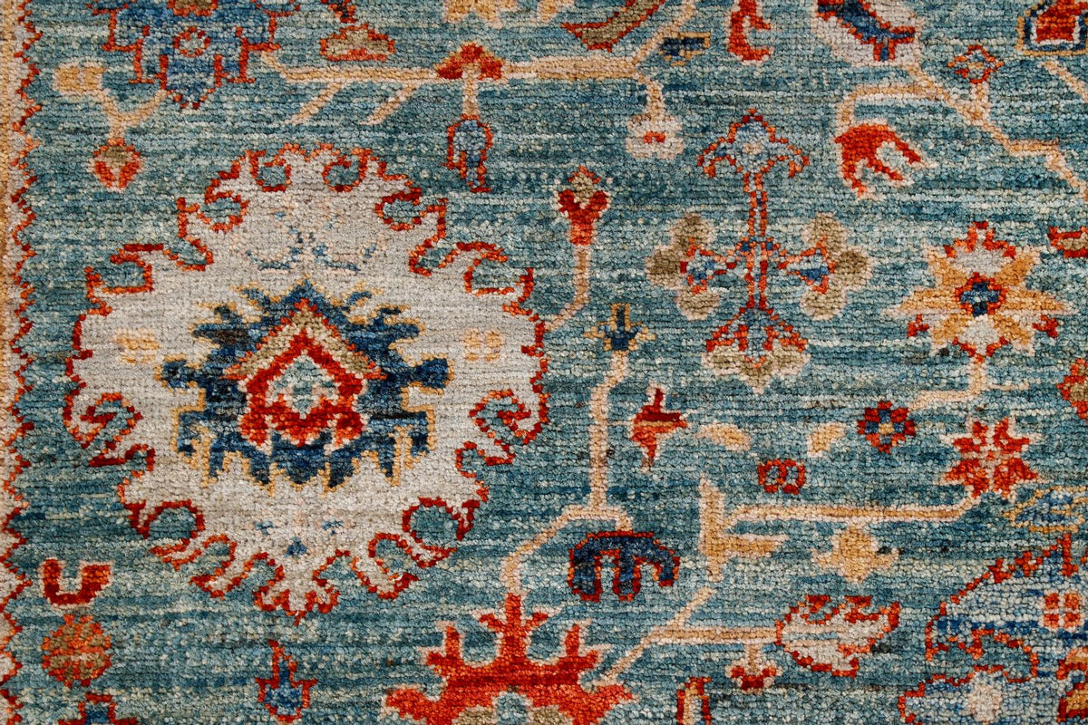 4x6 Green and Light Blue Anatolian Traditional Rug