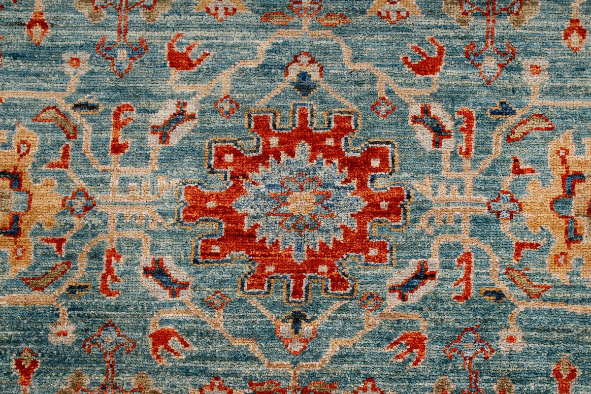 4x6 Green and Light Blue Anatolian Traditional Rug