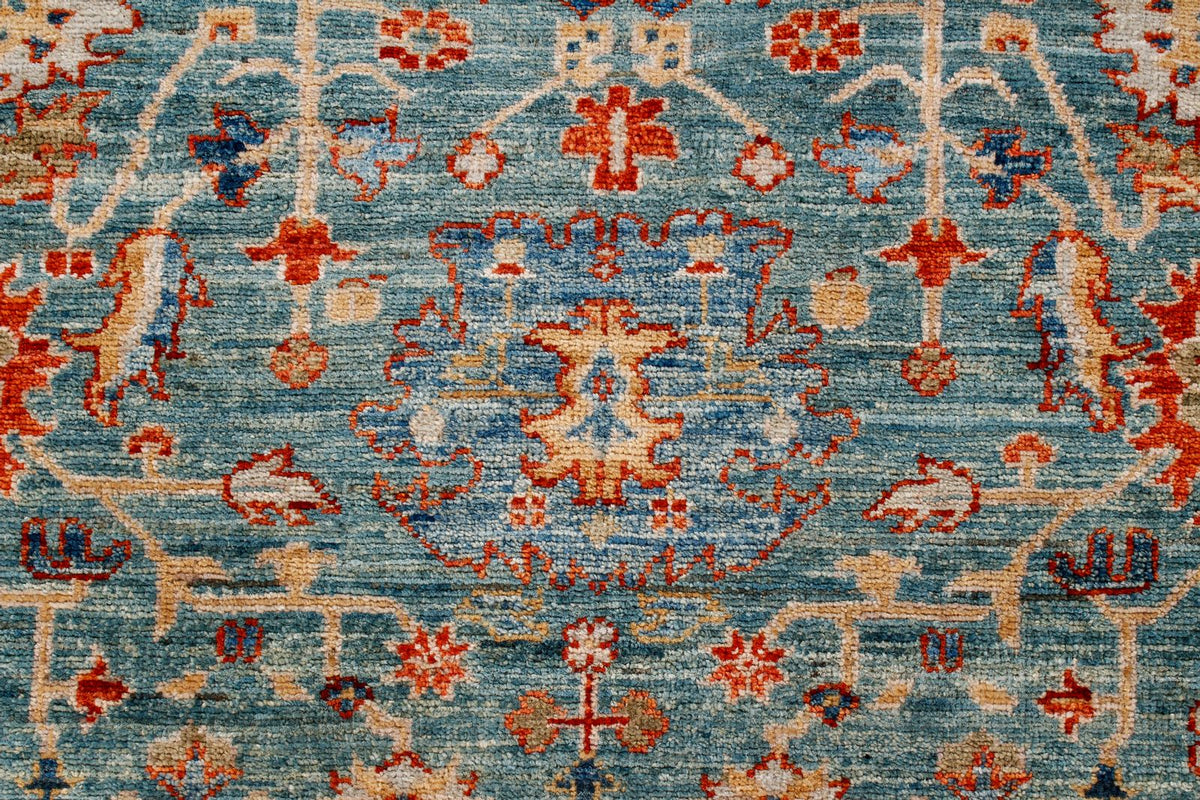 4x6 Green and Light Blue Anatolian Traditional Rug