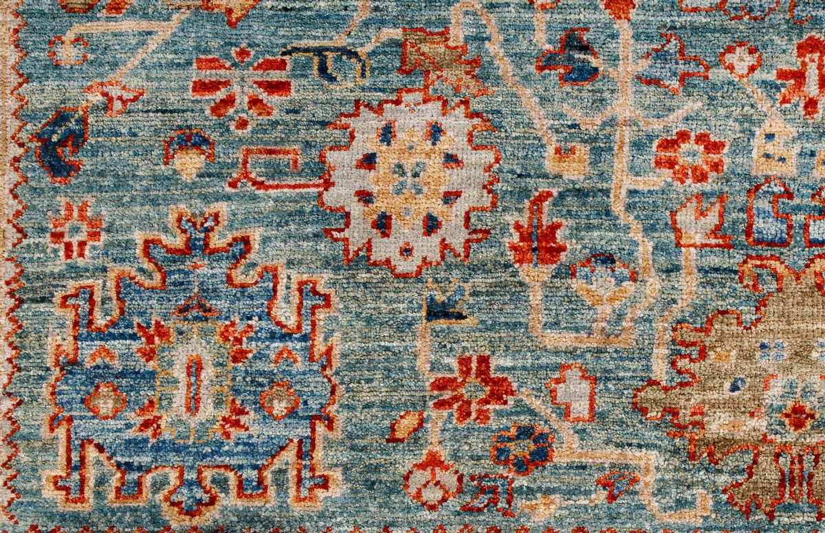 4x6 Green and Light Blue Anatolian Traditional Rug
