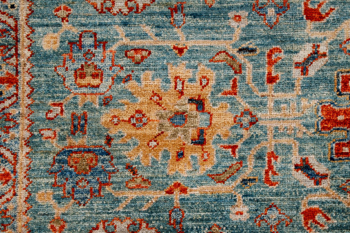 4x6 Green and Light Blue Anatolian Traditional Rug