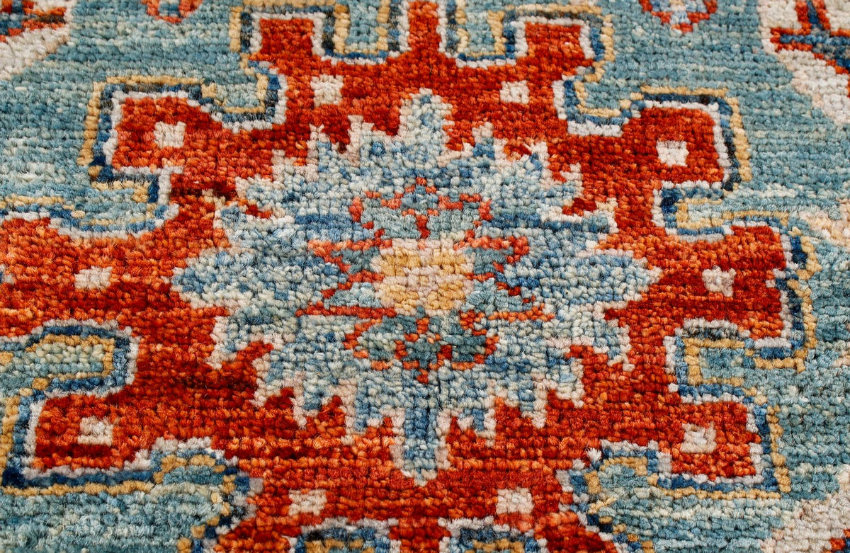 4x6 Green and Light Blue Anatolian Traditional Rug