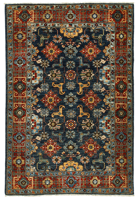 4x6 Navy and Red Traditional Rug