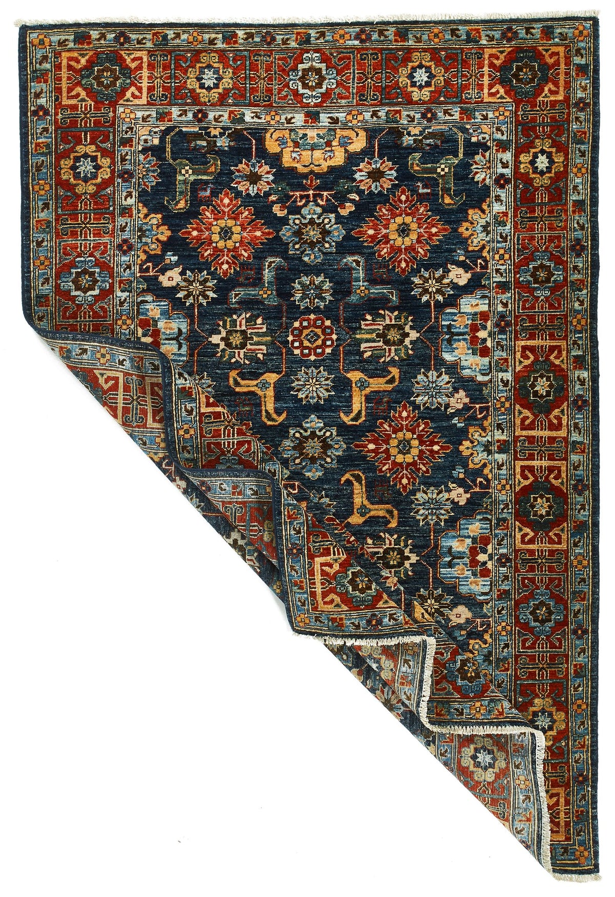 4x6 Navy and Red Traditional Rug