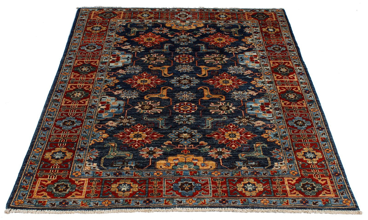 4x6 Navy and Red Traditional Rug