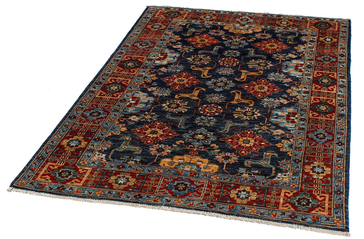 4x6 Navy and Red Traditional Rug