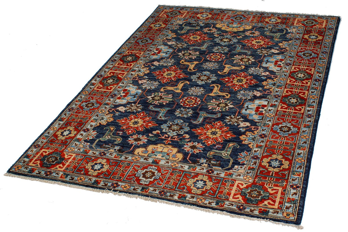 4x6 Navy and Red Traditional Rug