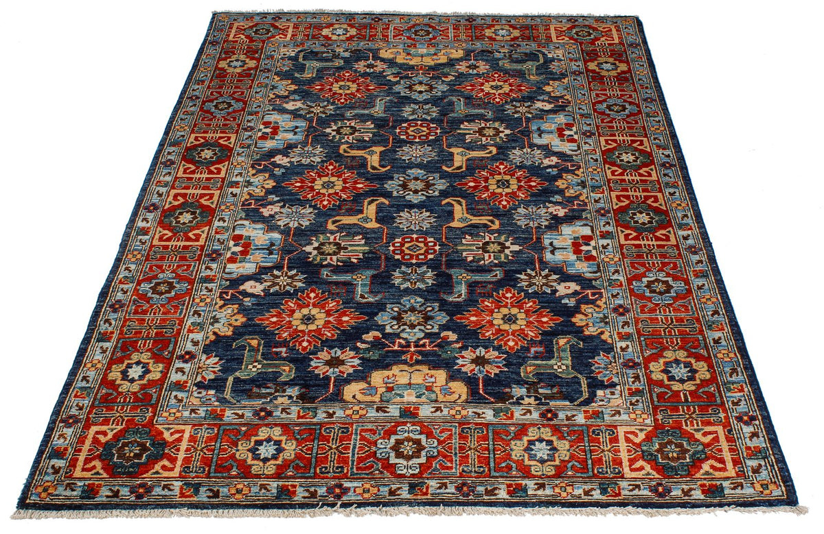 4x6 Navy and Red Traditional Rug