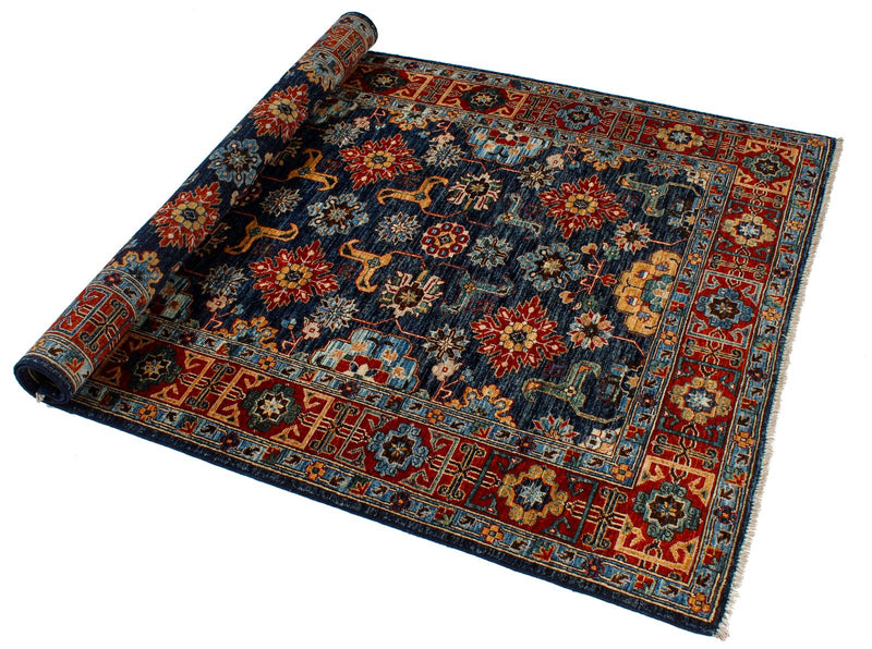 4x6 Navy and Red Traditional Rug