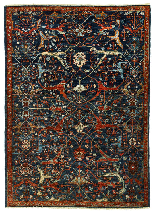 4x6 Navy and Red Anatolian Traditional Rug
