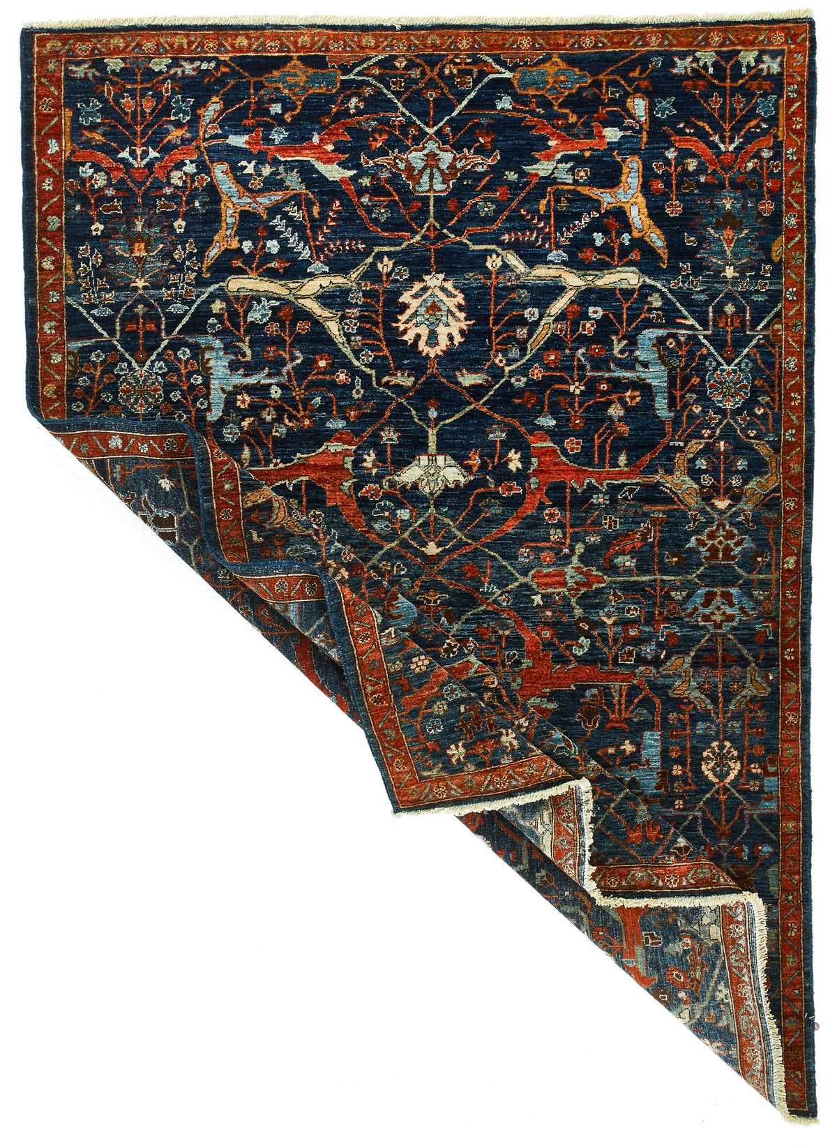 4x6 Navy and Red Anatolian Traditional Rug