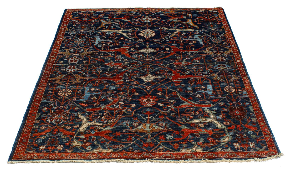 4x6 Navy and Red Anatolian Traditional Rug