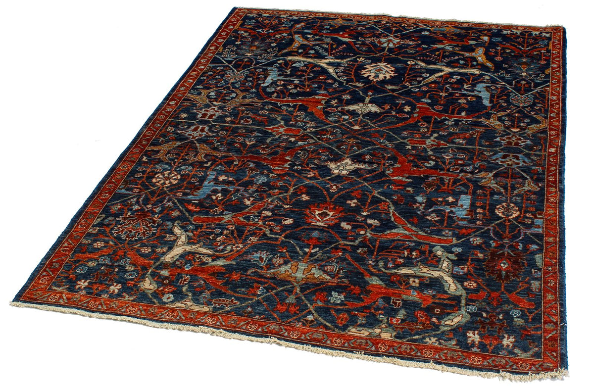 4x6 Navy and Red Anatolian Traditional Rug