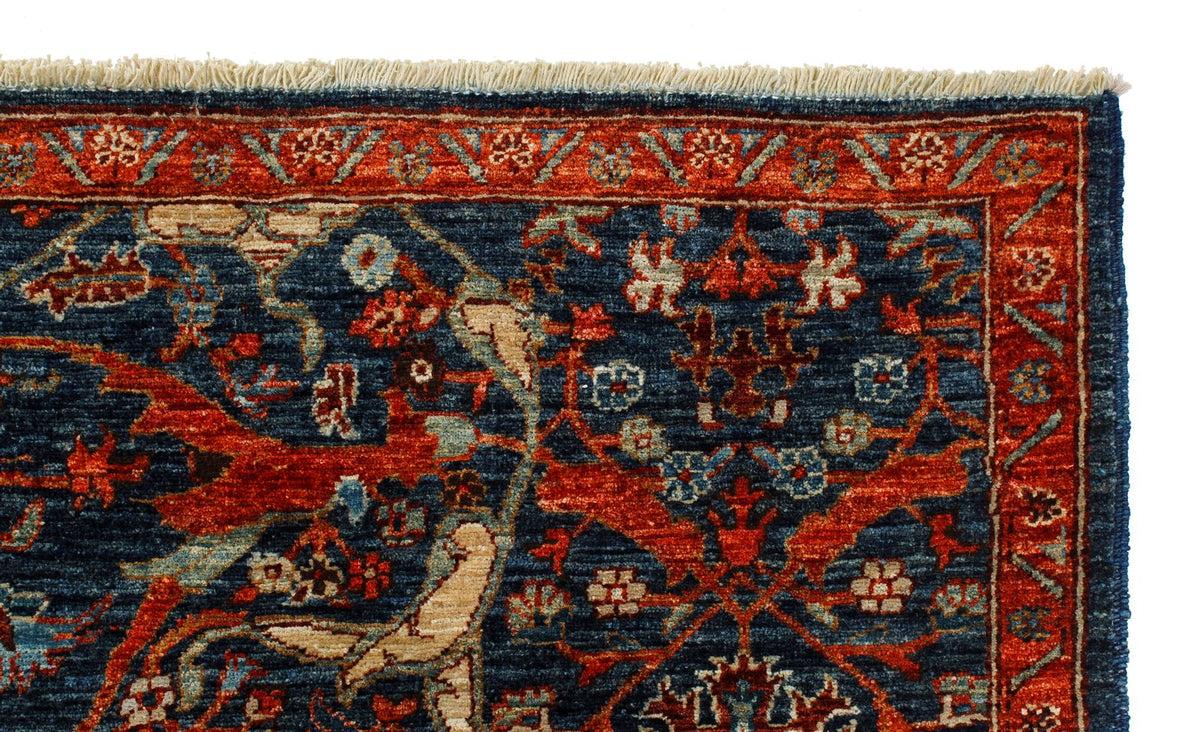 4x6 Navy and Red Anatolian Traditional Rug