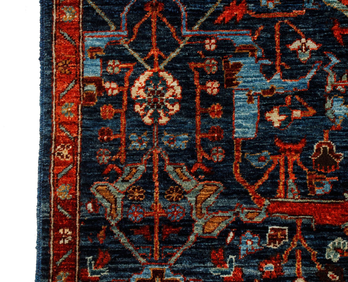 4x6 Navy and Red Anatolian Traditional Rug
