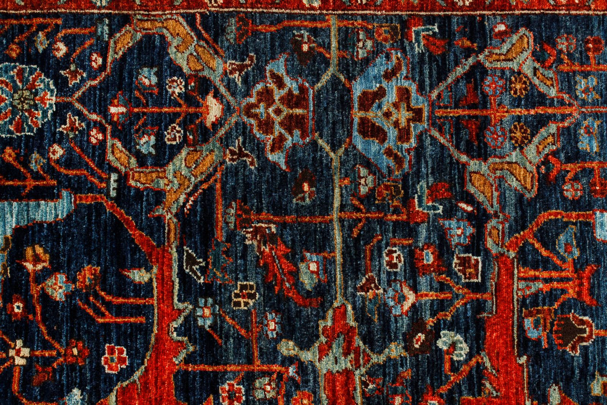4x6 Navy and Red Anatolian Traditional Rug